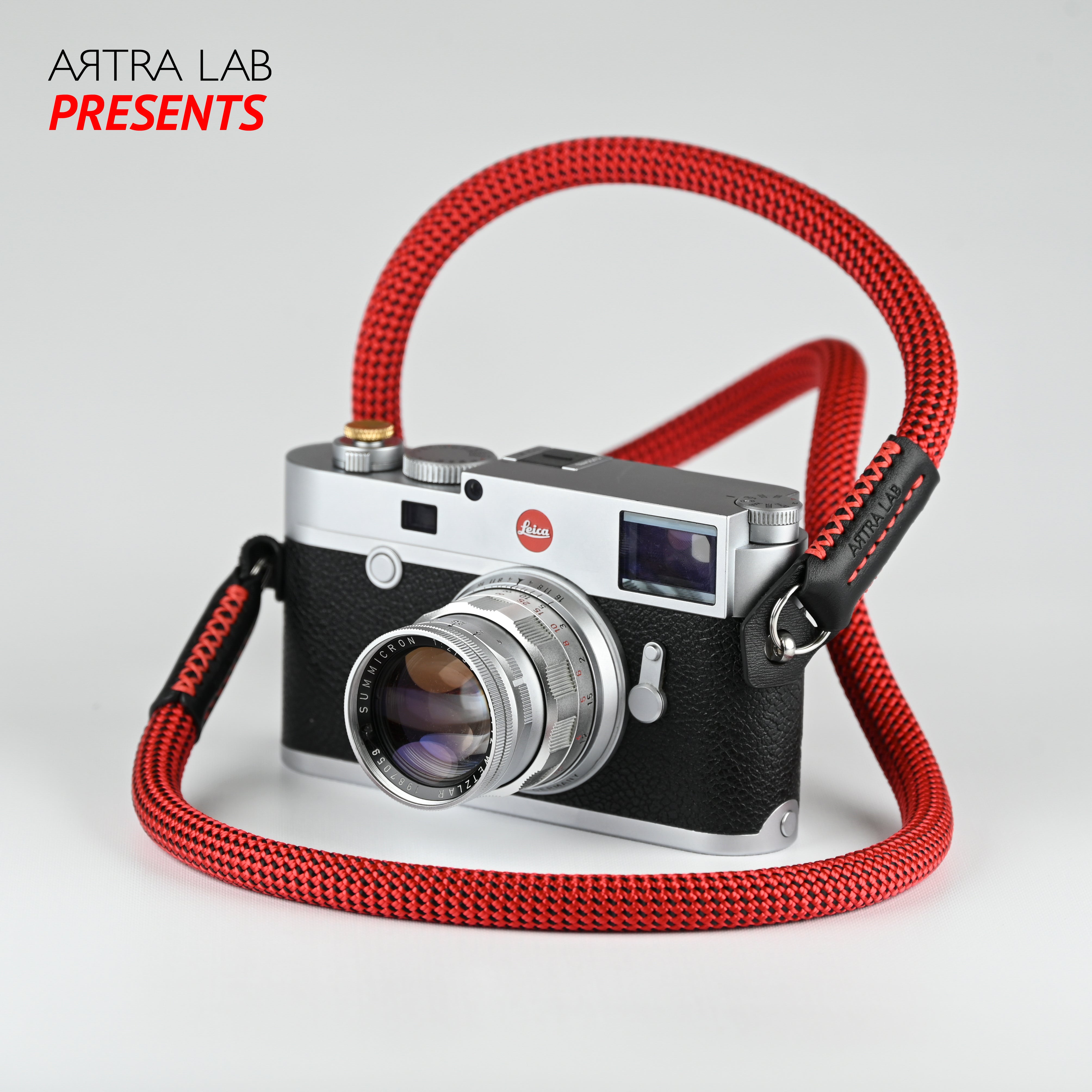 "Comfort"  Hand-made Camera Strap - (Red Black) Standard