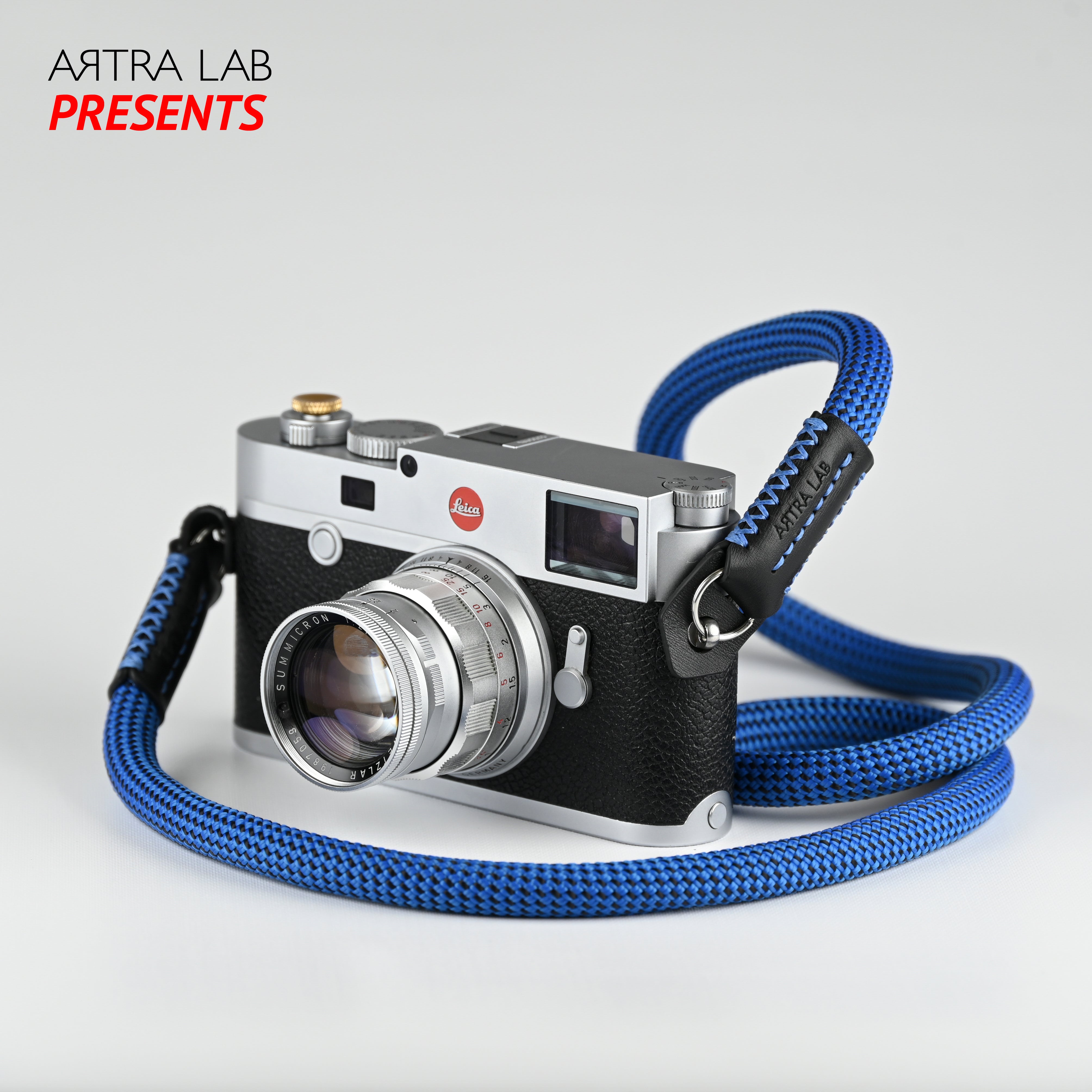 "Comfort"  Hand-made Camera Strap - (Blue Black) Standard