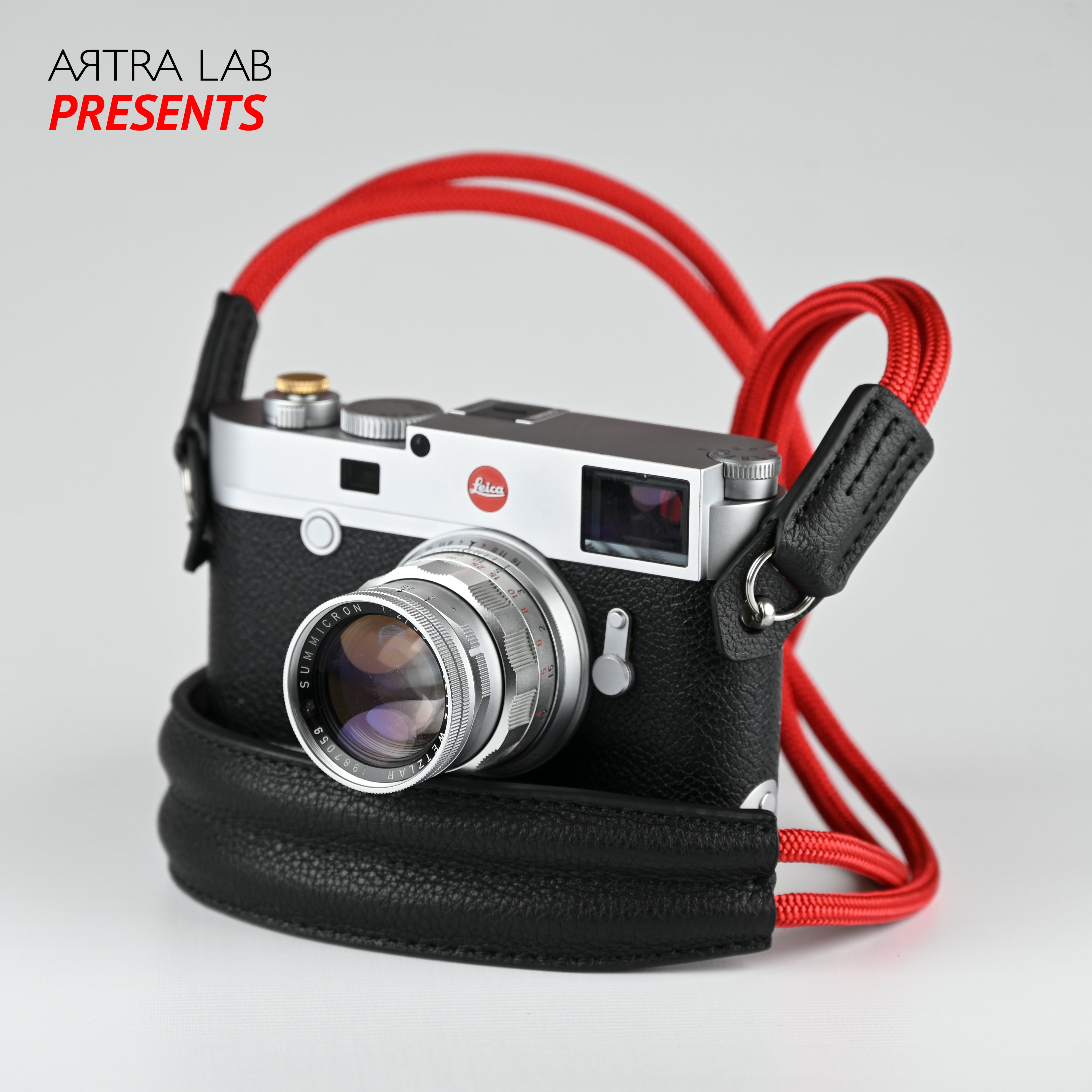 "Dual Link"  Hand-made Camera Strap - (Red) Standard